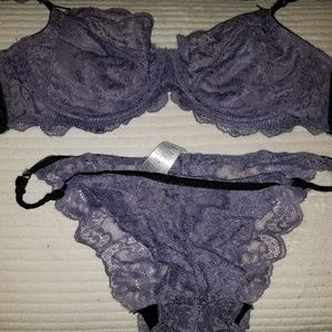 Body 1 purple and black bra and panties set 36C